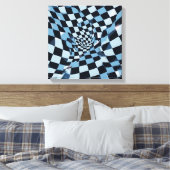 Toile Illusion d'optique abstraite Damier bleu (Insitu(Chambre))