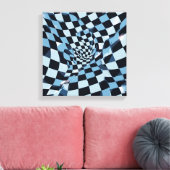 Toile Illusion d'optique abstraite Damier bleu (Insitu(Salon))