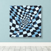 Toile Illusion d'optique abstraite Damier bleu (Insitu (Plancher de Bois))