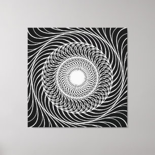 Toile Illusion d'optique en noir et blanc