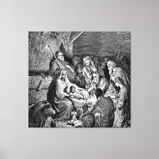 Toile Illustrated Christmas Nativity Scene (Recto)
