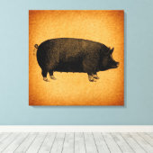 Toile Illustrated Vintage Pig (Insitu (Plancher de Bois))
