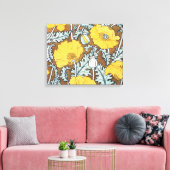Toile Illustration Art Nouveau Poppy Fleur Jaune (Insitu(Salon))
