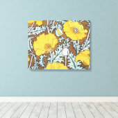 Toile Illustration Art Nouveau Poppy Fleur Jaune (Insitu (Plancher de Bois))