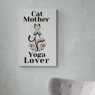 Toile Illustration Cat Mother Yoga Lover