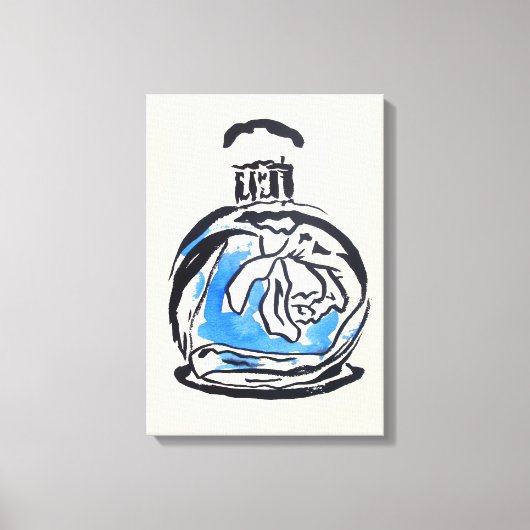 Toile Illustration d'aquarelle de mode de bouteille de p (Recto)