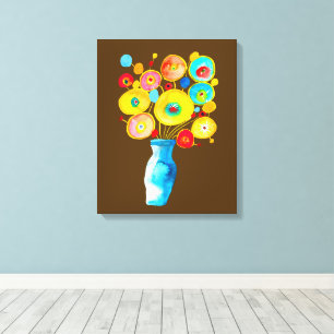 Toile Illustration d'art des fleurs funky