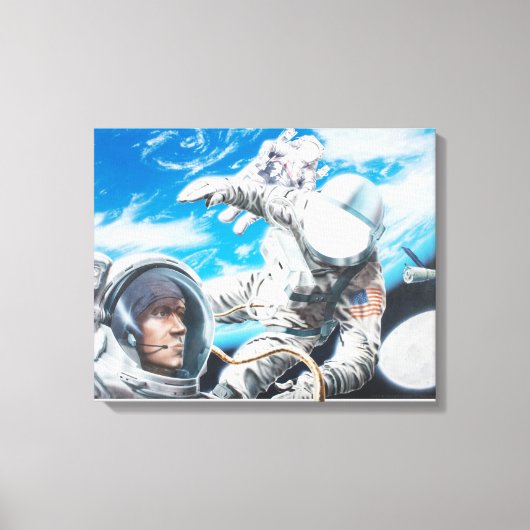 Toile Illustration d'astronautes américains dans l'espac (Recto)