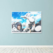Toile Illustration d'astronautes américains dans l'espac (Insitu (Plancher de Bois))