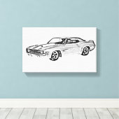 Toile Illustration de Camaro Z28 noir et blanc 1969 (Insitu (Plancher de Bois))