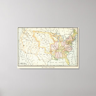 Toile Illustration de carte historique des États-Unis 18