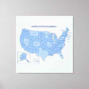 Toile Illustration de carte minimale des États-Unis en b