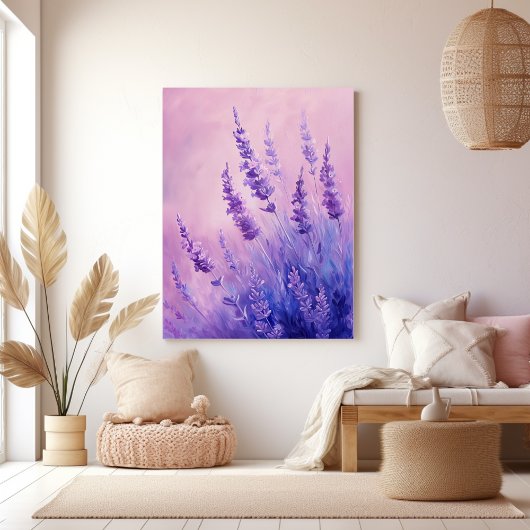 Toile Illustration de champ de fleurs de lavande
