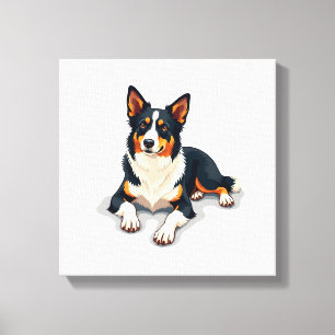 Toile Illustration de chien vintage tricolore Border Col