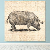 Toile Illustration de cochon Style de papier de script d (Insitu (Plancher de Bois))