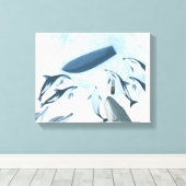 Toile Illustration de dauphins regardant un bateau (Insitu (Plancher de Bois))