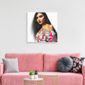 Toile Illustration de fille florale Art 3D (Insitu(Salon))