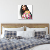 Toile Illustration de fille florale Art 3D (Insitu(Chambre))