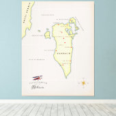 Toile Illustration de la carte de Bahreïn (Insitu (Plancher de Bois))