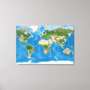 Toile Illustration de la carte topographique du monde