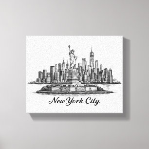 Toile Illustration de la ligne d'horizon de la ville de