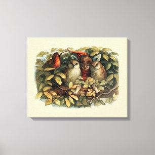 Toile Illustration de la nature des hiboux et des fées e