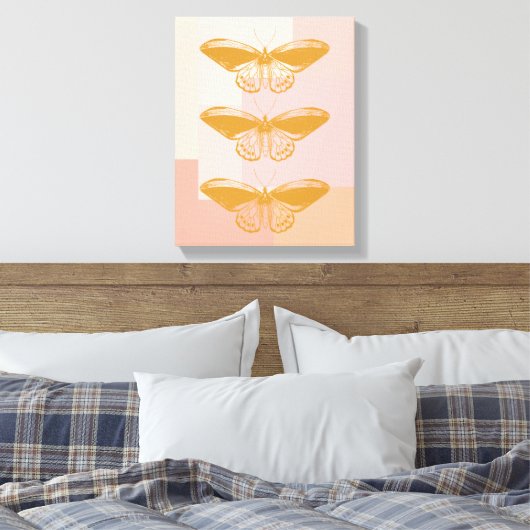 Toile Illustration de la nature papillon en rose | Cute (Insitu(Chambre))