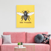 Toile Illustration de l'abeille du travailleur vintage (Insitu(Salon))