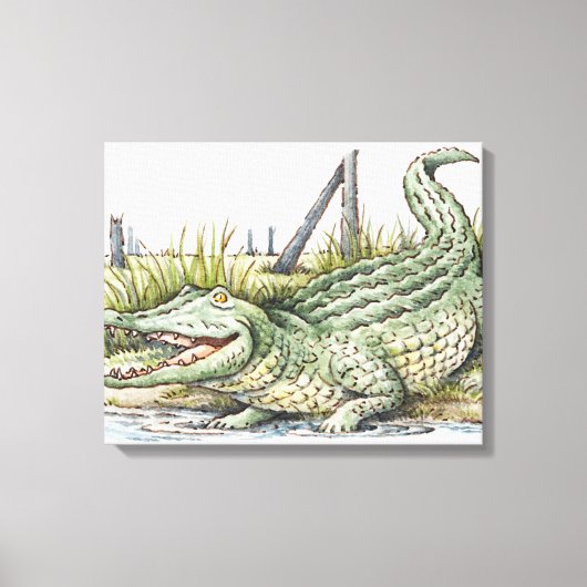 Toile Illustration de l'alligator sur le rivage (Recto)