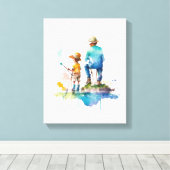 Toile Illustration de l'aquarelle Père et Fils Ai Art (Insitu (Plancher de Bois))