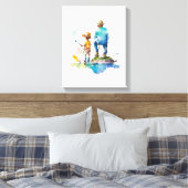 Toile Illustration de l'aquarelle Père et Fils Ai Art (Insitu(Chambre))