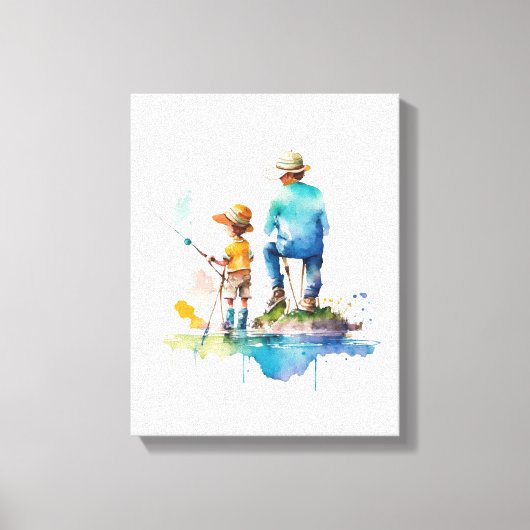 Toile Illustration de l'aquarelle Père et Fils Ai Art (Recto)