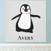 Toile Illustration de manchot mignon noir et blanc (Insitu (Plancher de Bois))