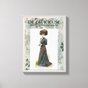 Toile Illustration De Mode vintage Dame Tenant Un Livre