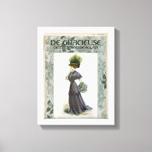 Toile Illustration de mode vintage Lady Casquette botani