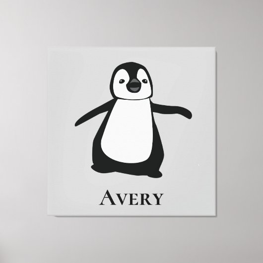 Toile Illustration de pingouin mignon noir et blanc (Recto)