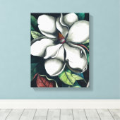 Toile Illustration de prime botanique de magnolia blanc (Insitu (Plancher de Bois))