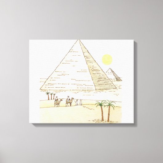 Toile Illustration de pyramides et d'hommes à chameaux (Recto)