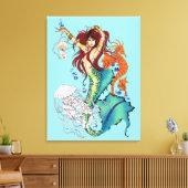 Toile Illustration de sirène de fantasy sarcelle vibrant (Insitu(Salon))