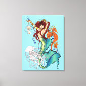 Toile Illustration de sirène de fantasy sarcelle vibrant (Recto)