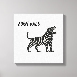 Toile Illustration de Tigre Rayé – Anima Folk Minimalist