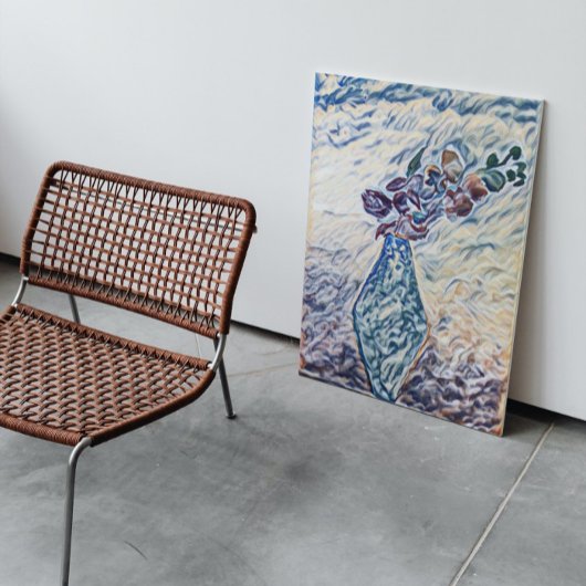 Toile Illustration de vase floral texturé classique