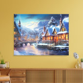 Toile Illustration de village d'hiver (Insitu(Salon))