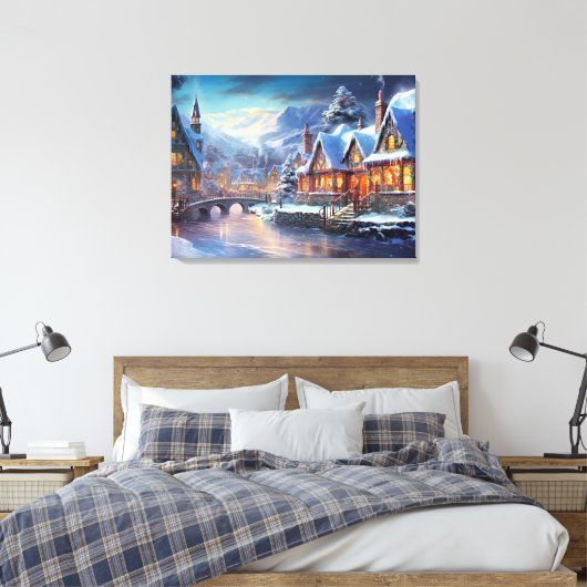 Toile Illustration de village d'hiver (Insitu(Chambre))