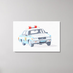 Toile Illustration de voiture de police avec deux