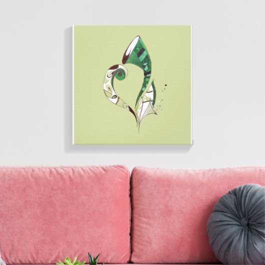 Toile Illustration d'encre abstraite verte dessinée à la (Insitu(Salon))