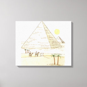 Toile Illustration des pyramides et des hommes avec des