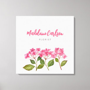 Toile Illustration d'hydrangeas roses en aquarelle