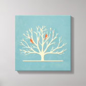 Toile Illustration d'Oiseaux oranges modernes dans un gr (Recto)