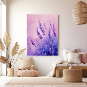 Toile Illustration du champ Fleurs de lavande